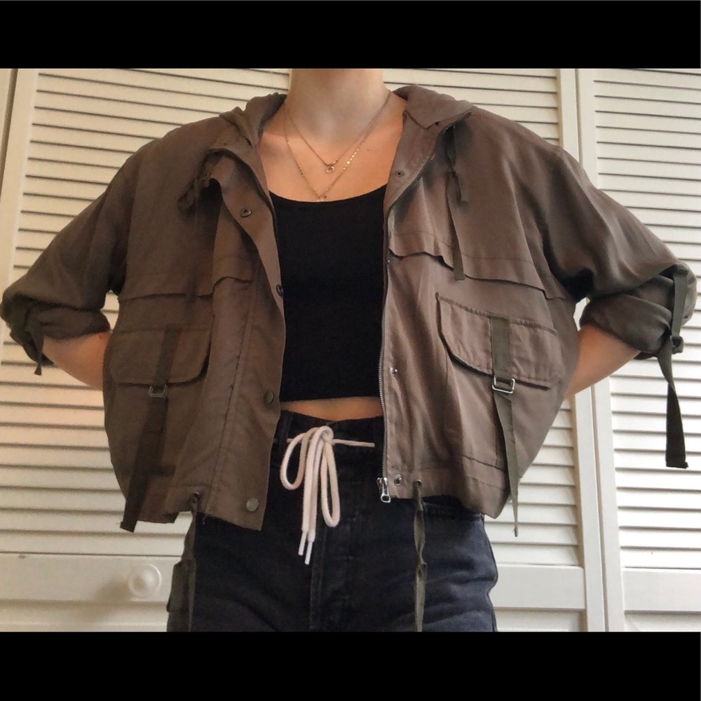 Nordstrom Army Green Zip-Up Jacket